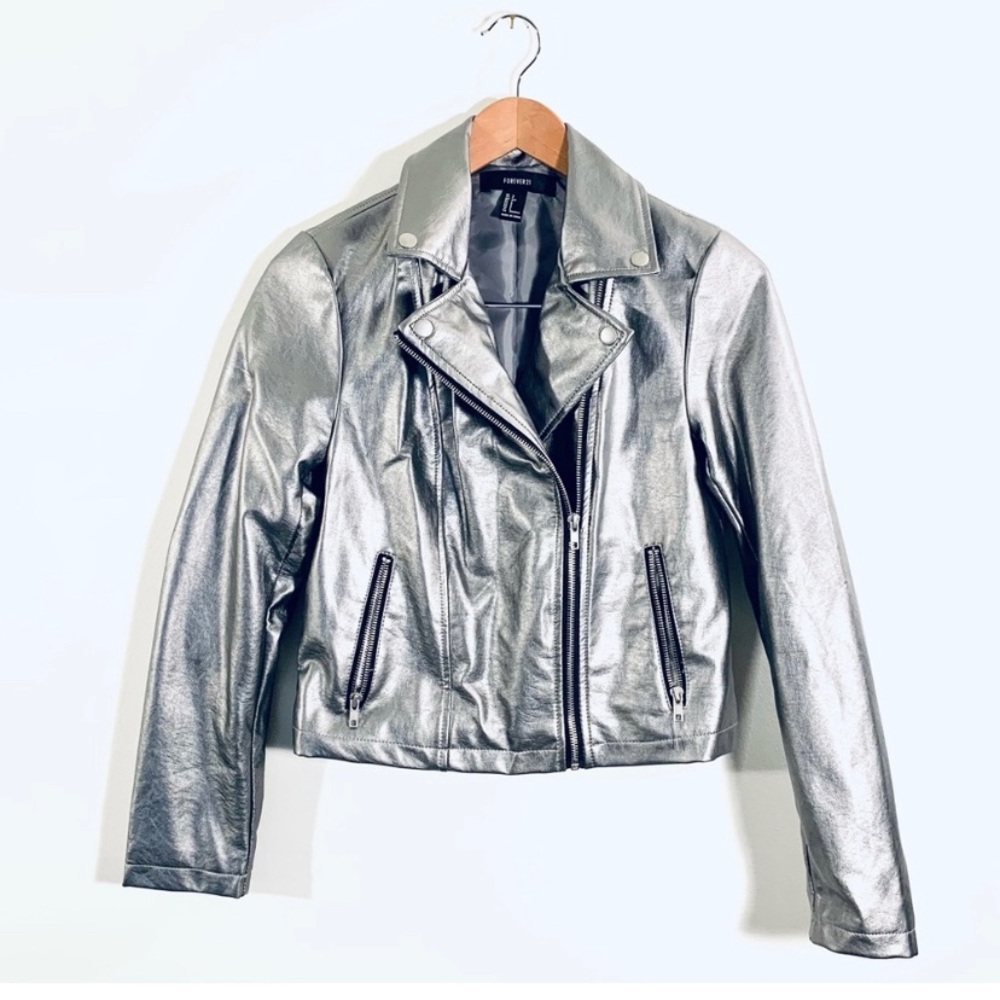 New Metallic zip front moto jacket